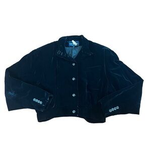 VTG Ralph Lauren Sz 12 Women’s Black Velvet Button Front‎ Jacket Blazer Lined